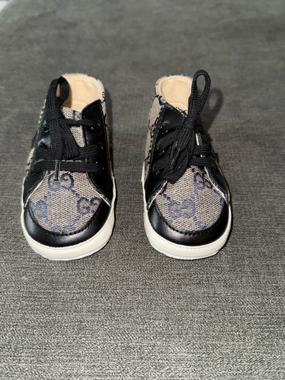 Designer-Inspired Kids Black and Gray Canvas Lace-Up Sneakers